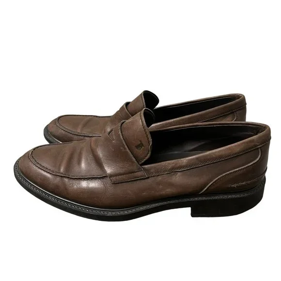 Tod\'s Gomma Leather Loafers Slip On Classic Luxury Dress Shoes Brown Mens Sz 11 Man BROWN Gommino Loafers in Leather XXM22L00010N6M10CS611  main image 4